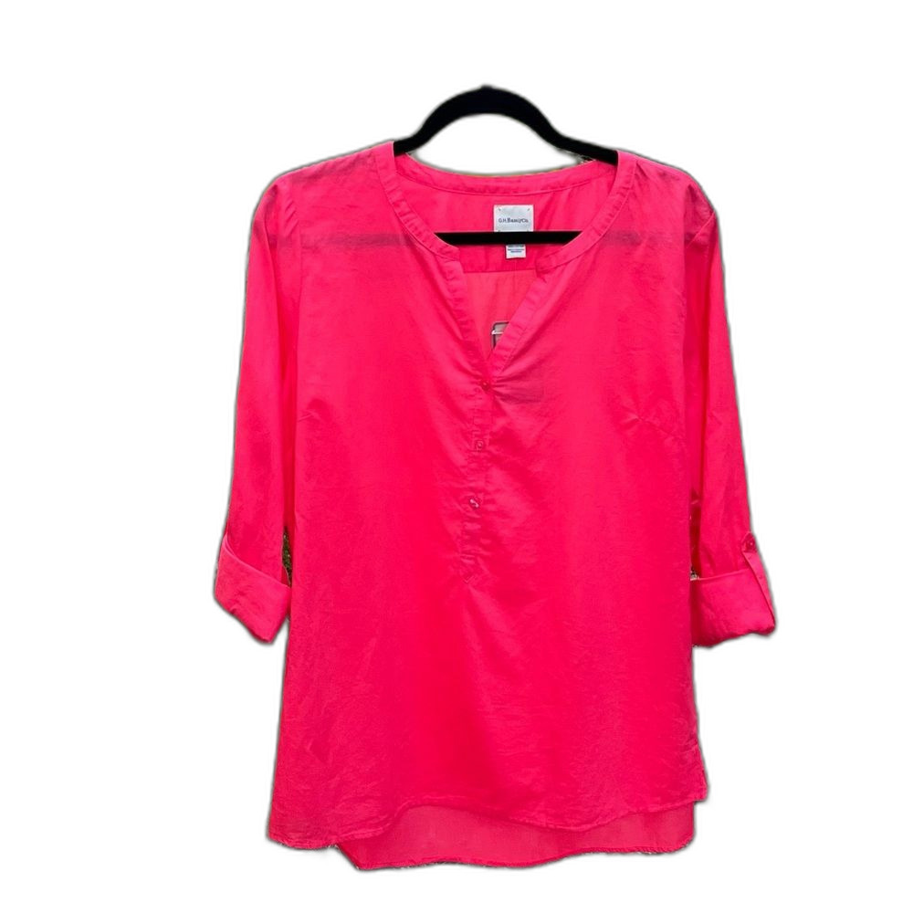NEW G.H.Bass & Co Cotton Lightweight Tunic Womens L Geranium Barbie Boho Beachy